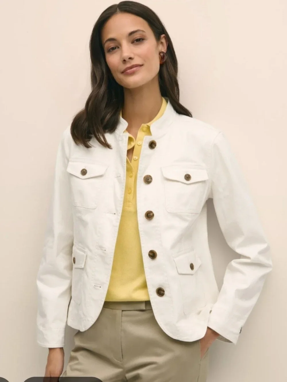 First Issue Liz Claiborne White Utility Jacket with Button Front Size Small